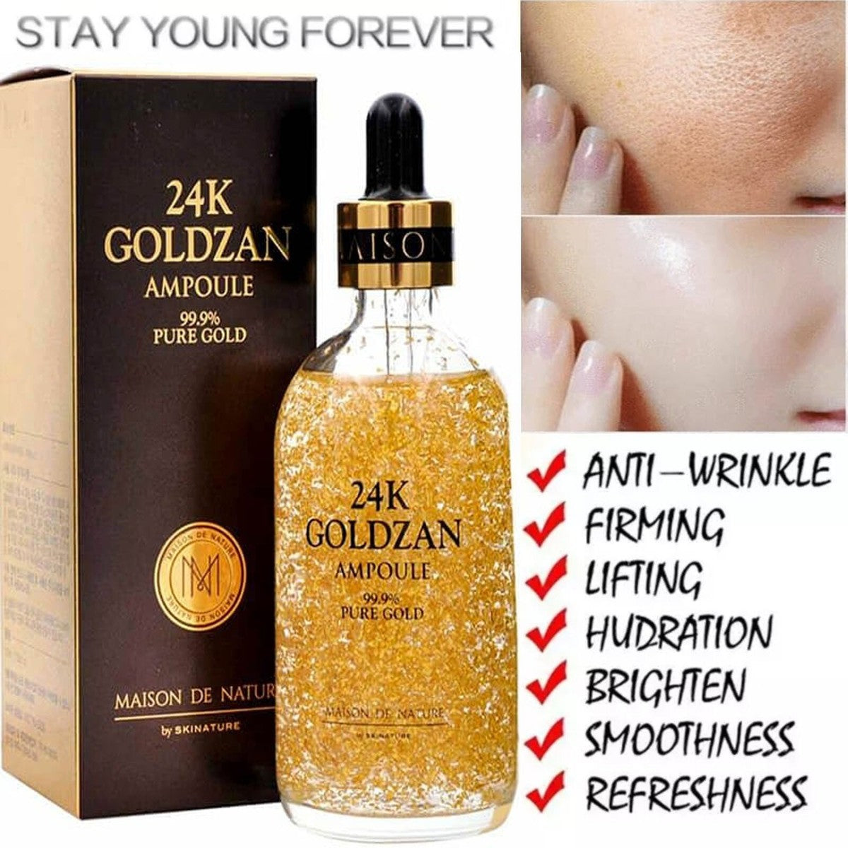 24k GOLDZAN AMPOULE 99.9% Pure Gold Serum